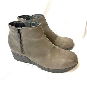 Sorel Evie II Womens Bootie Sz 9.5 Beige Leather Side Zip Waterproof Ankle Boots